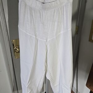 Maternity White Striped Cropped Pants